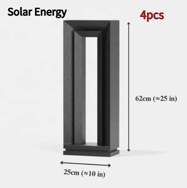 Square stainless steel and acrylic solar courtyard garden lamp with geometric design for outdoor landscape lighting.