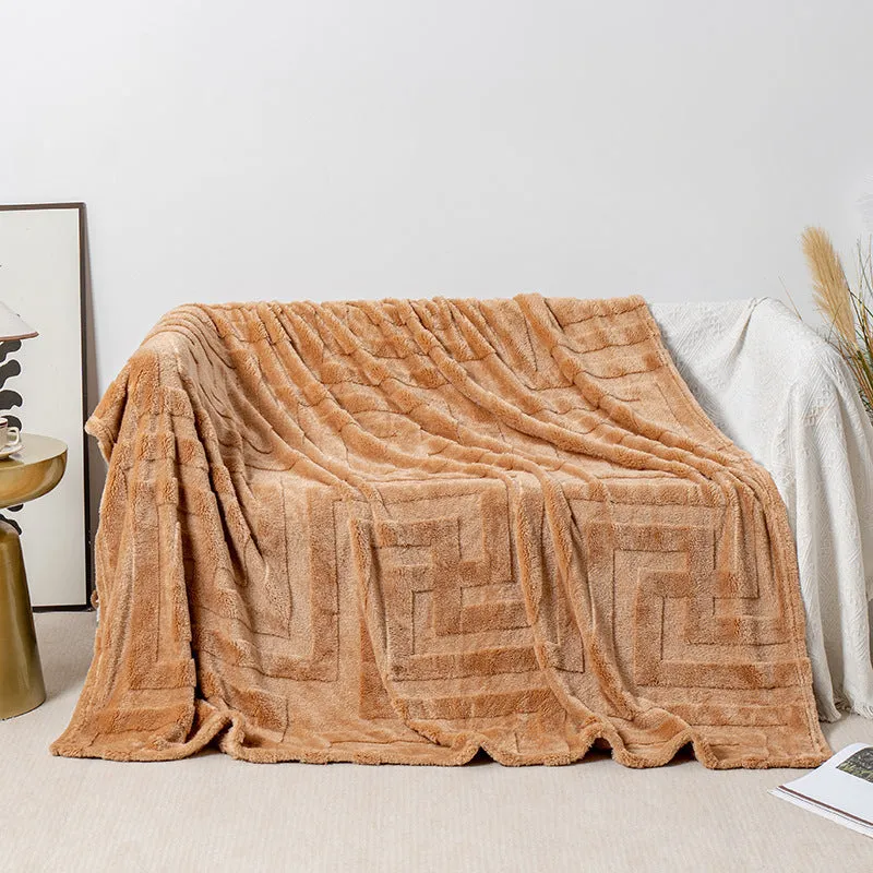 Coral fleece flannel blanket with plant flowers pattern in multiple sizes and colours