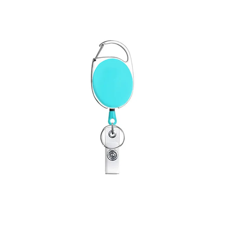 Retractable keychain with easy-pull tag in zinc alloy and ABS, compact 4cm design, available in multiple colours