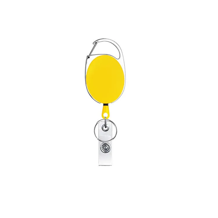 Retractable keychain with easy-pull tag in zinc alloy and ABS, compact 4cm design, available in multiple colours
