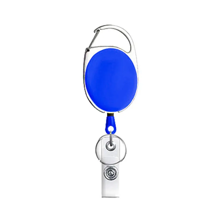 Retractable keychain with easy-pull tag in zinc alloy and ABS, compact 4cm design, available in multiple colours