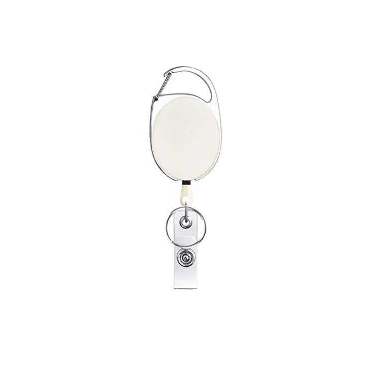 Retractable keychain with easy-pull tag in zinc alloy and ABS, compact 4cm design, available in multiple colours