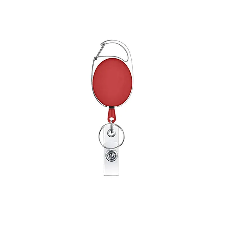 Retractable keychain with easy-pull tag in zinc alloy and ABS, compact 4cm design, available in multiple colours