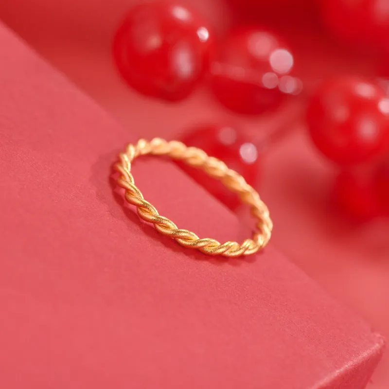 Simple brass gold plated women's bracelet ring showing matte, glossy and twist design options