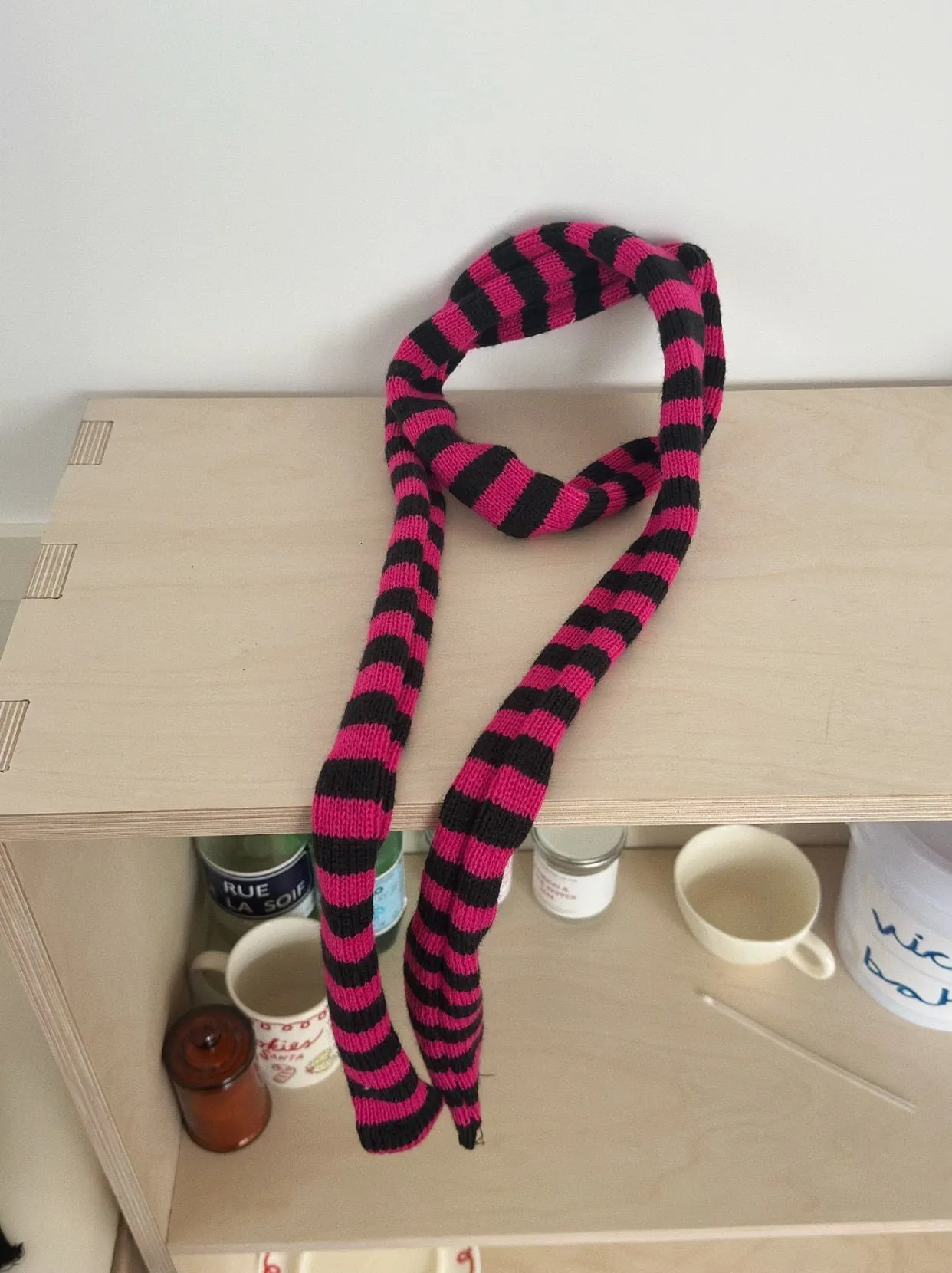 Black and white striped thickened yarn knit scarf for women and men unisex winter wear