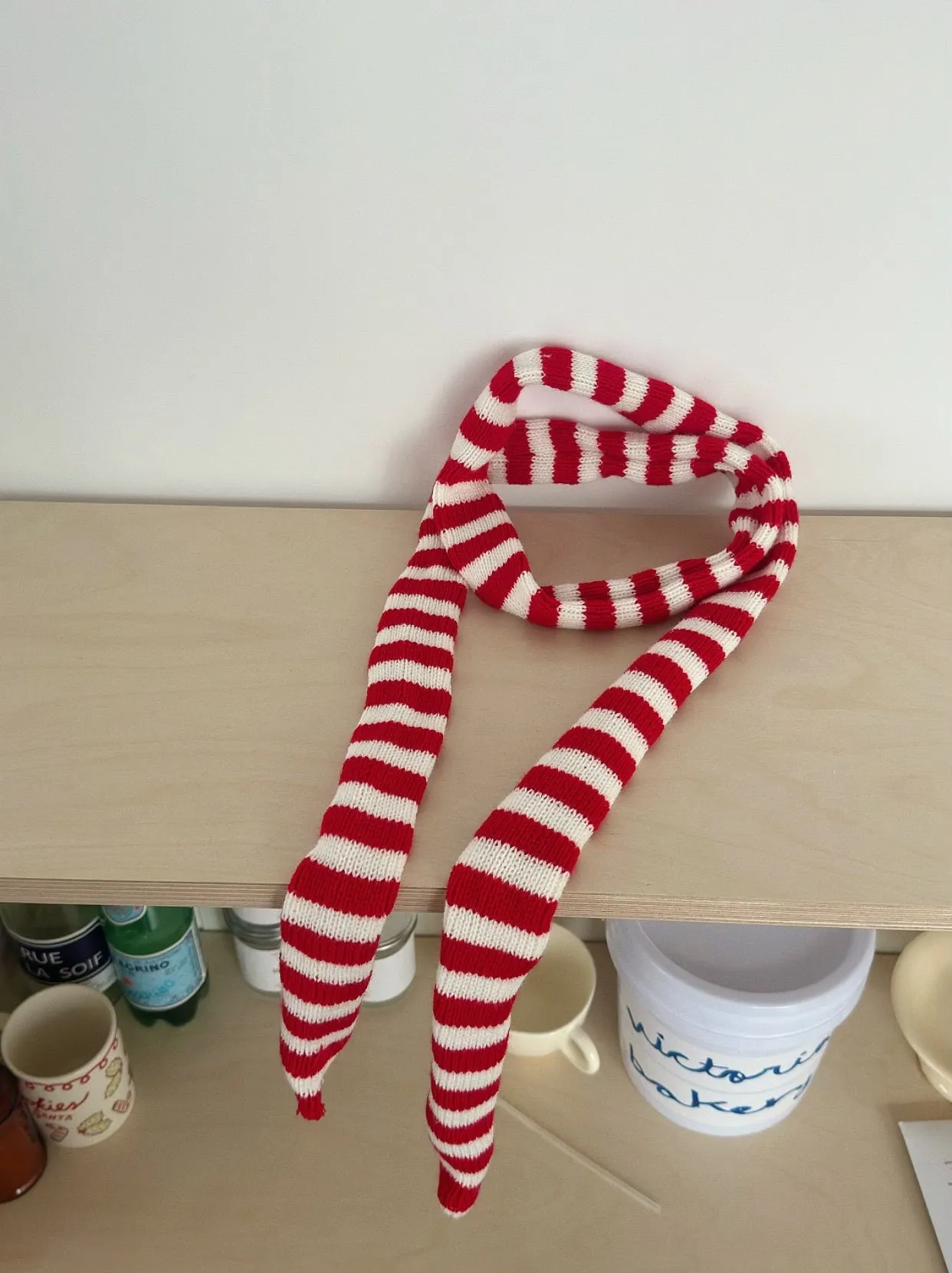 Black and white striped thickened yarn knit scarf for women and men unisex winter wear
