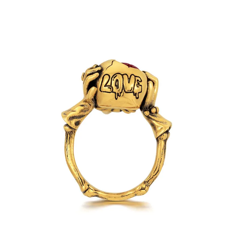 Adjustable copper electroplated skull ring with retro geometric design for men and women