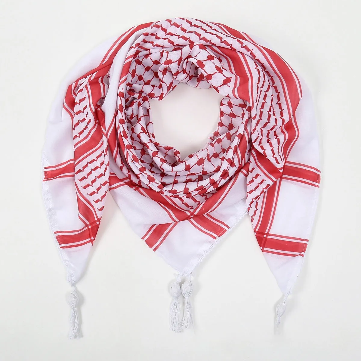 Fringe fashion unisex polyester scarf with colourful grid pattern, 140cm length