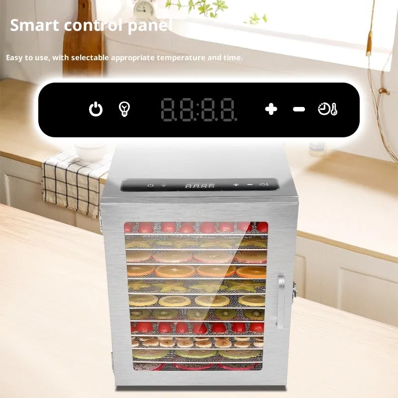 Portable home 18-layer stainless steel fruit dryer with top touch screen and 25L capacity on countertop