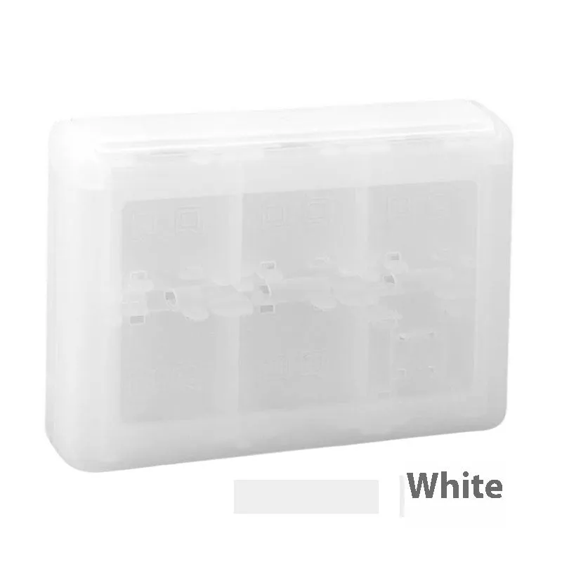 NDS 3DS 24-in-1 game card storage box in choice of colours showing compact size.
