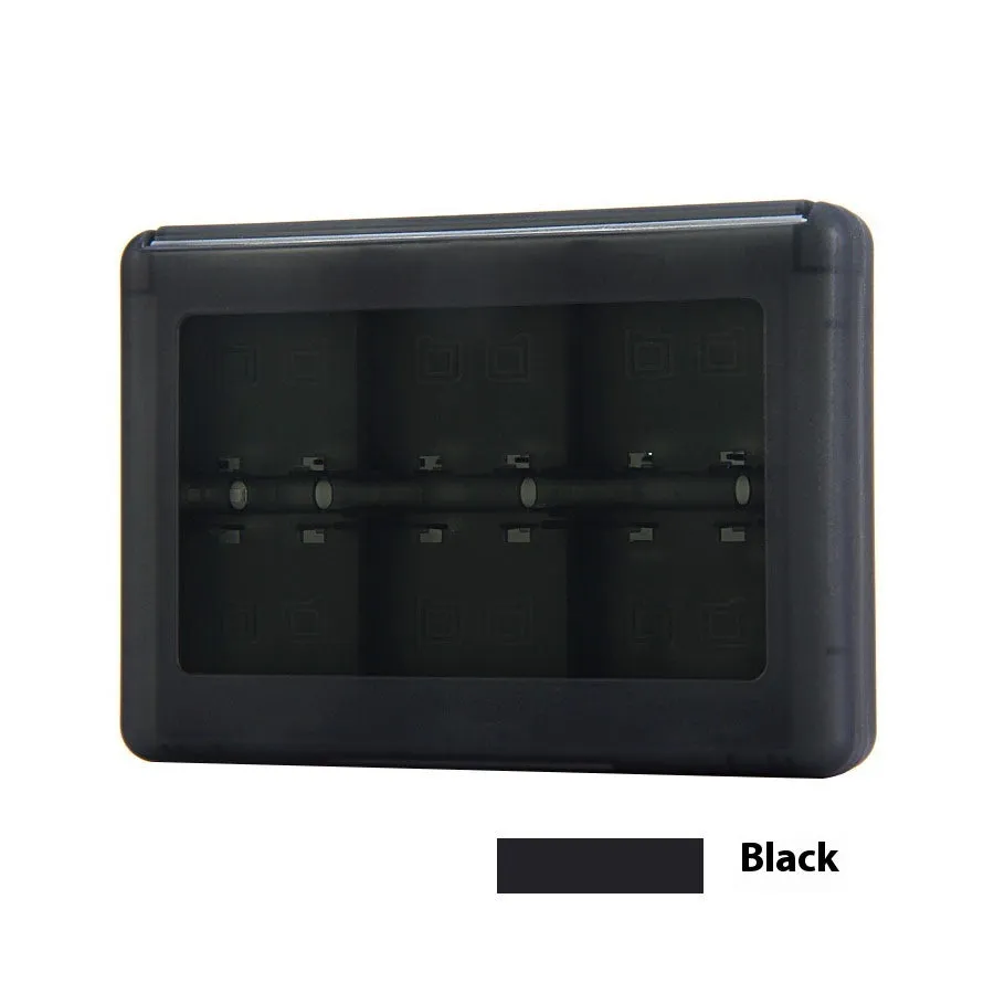 NDS 3DS 24-in-1 game card storage box in choice of colours showing compact size.
