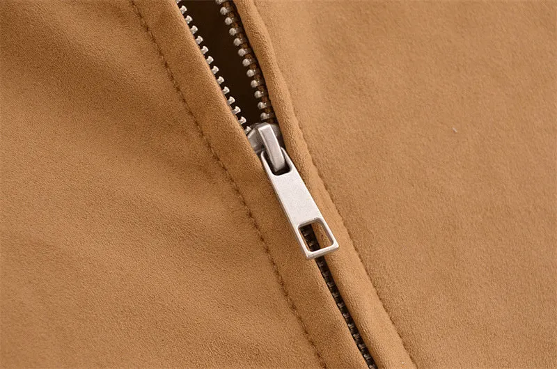 Women's casual loose fit long sleeve PU zipper jacket in picture colour, unisex style