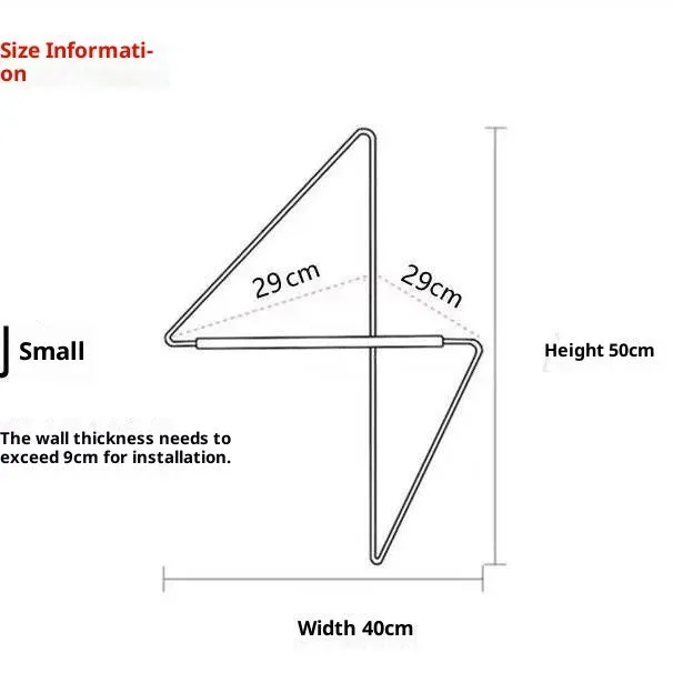 Minimalist carbon steel corner clothes hanger wall mounted storage hook small 50x40cm