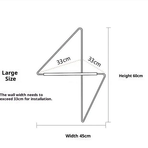 Minimalist carbon steel corner clothes hanger wall mounted storage hook small 50x40cm