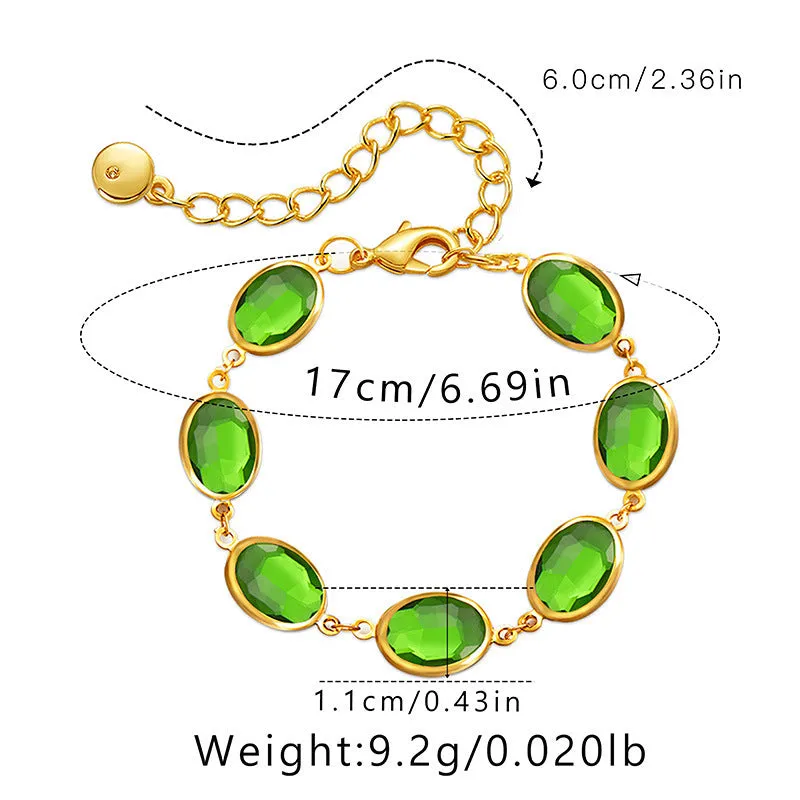 Geometric copper bracelet with blue inlaid glass elliptical design for women.