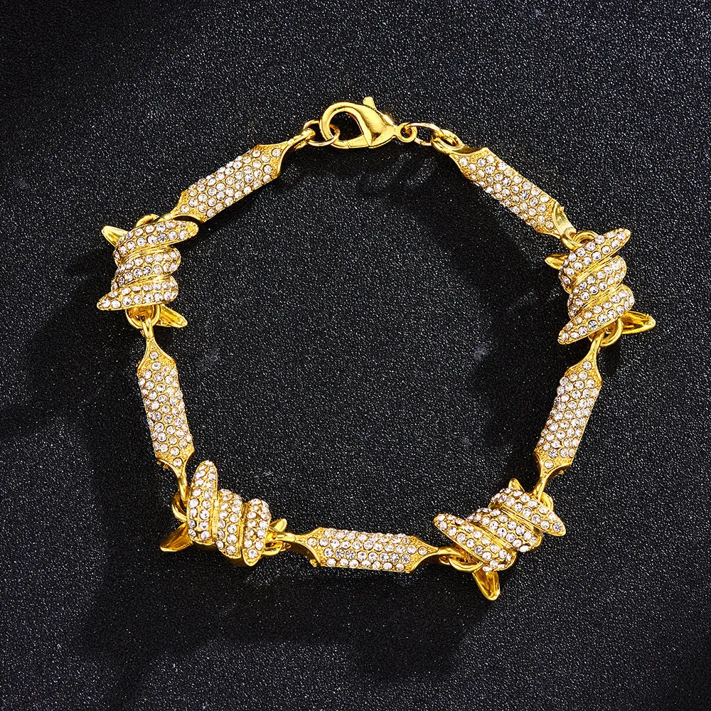 Irregular 3D Solid Alloy Pave Infinite Chain Cuban Chain Jewelry for Unisex Hip Hop Style Silver or Gold Bracelet 8inch Necklace 18-24inch