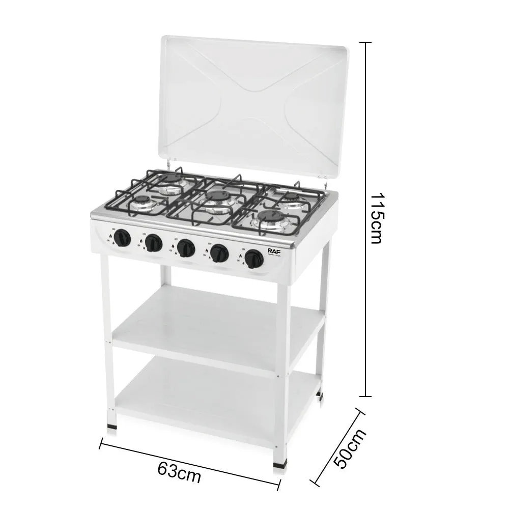 European-style vertical split stove gas cooker with metal rack on white background