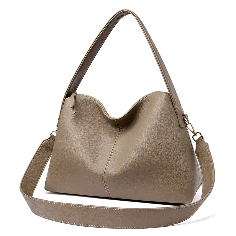 Simple women's crossbody bag in soft PU with stitching detail, available in five colours, size 37x14x23cm