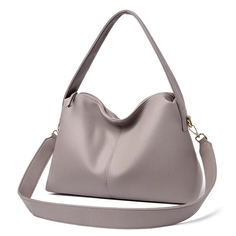 Simple women's crossbody bag in soft PU with stitching detail, available in five colours, size 37x14x23cm