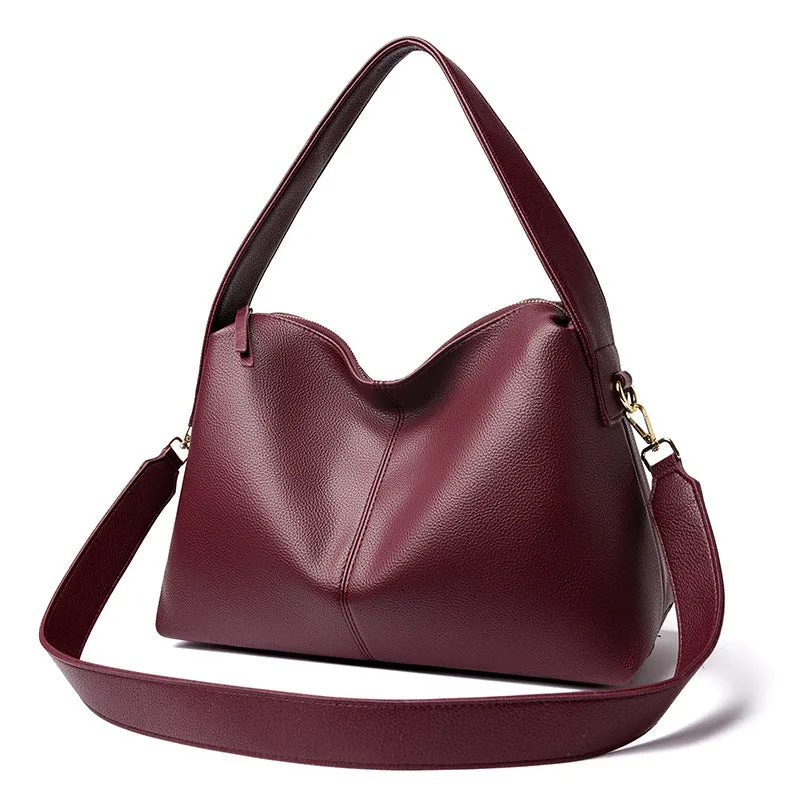 Simple women's crossbody bag in soft PU with stitching detail, available in five colours, size 37x14x23cm