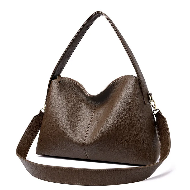 Simple women's crossbody bag in soft PU with stitching detail, available in five colours, size 37x14x23cm