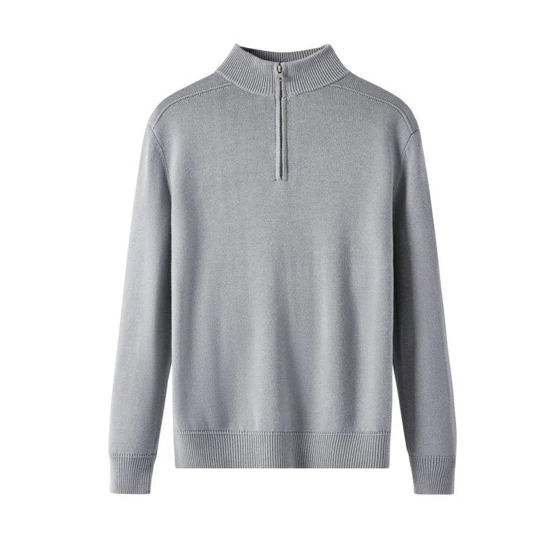 Men's slim fit wool pullover sweater in six colour options with long sleeves