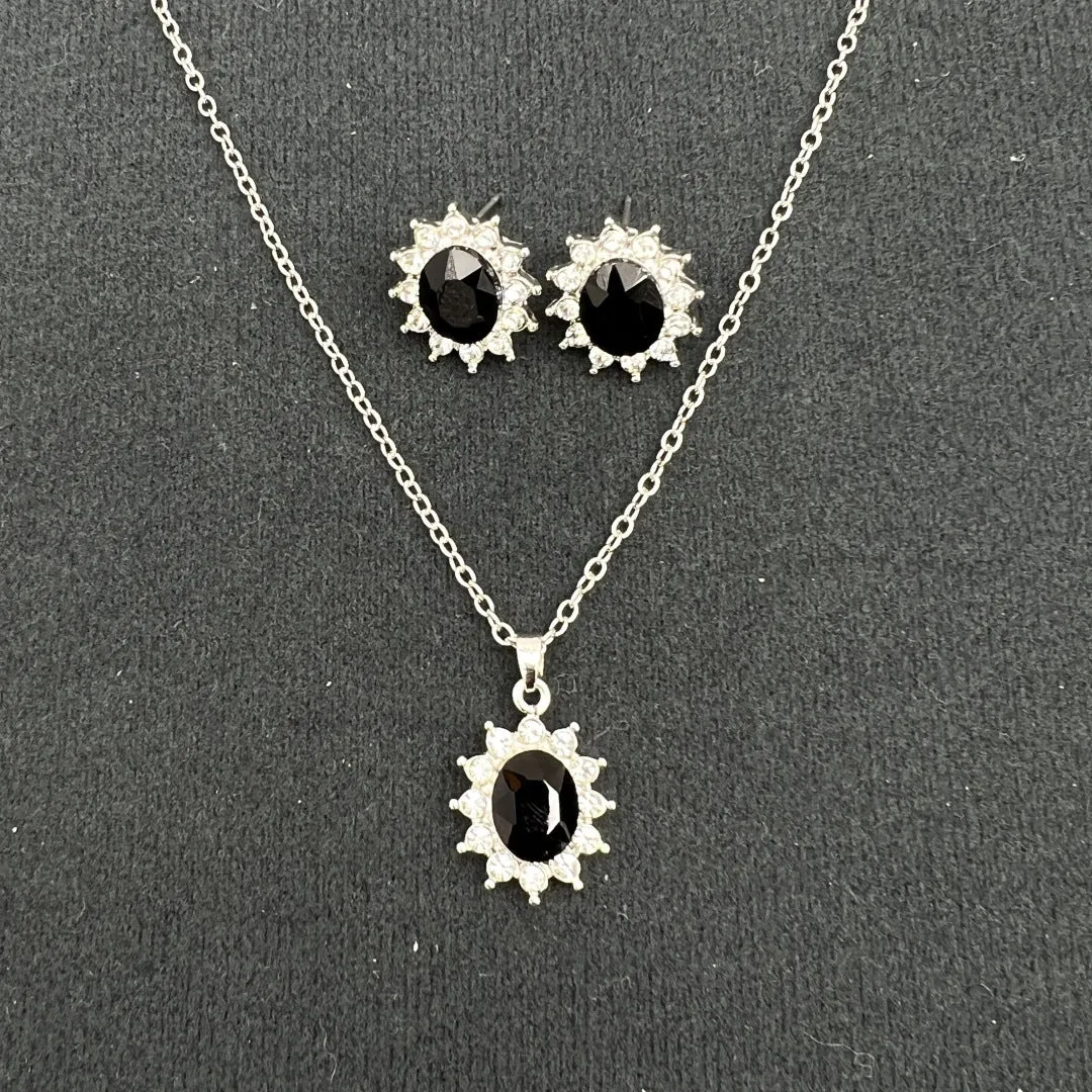 Sunflower zircon ear stud necklace suit for women in electroplated alloy with regular chain