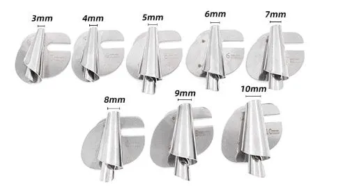 Manual spiral edge folder for towel tubes, metal construction, available in 3mm to 10mm sizes