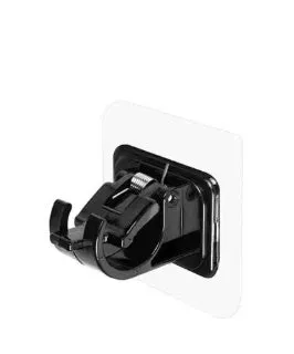 Acrylic no-drill adhesive hook in modern minimalist single-hook design, black finish