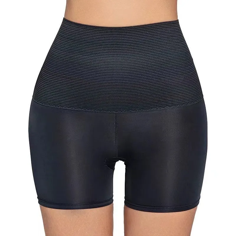 Postpartum shaping high-waisted briefs in black nylon, front view, size S to XL available