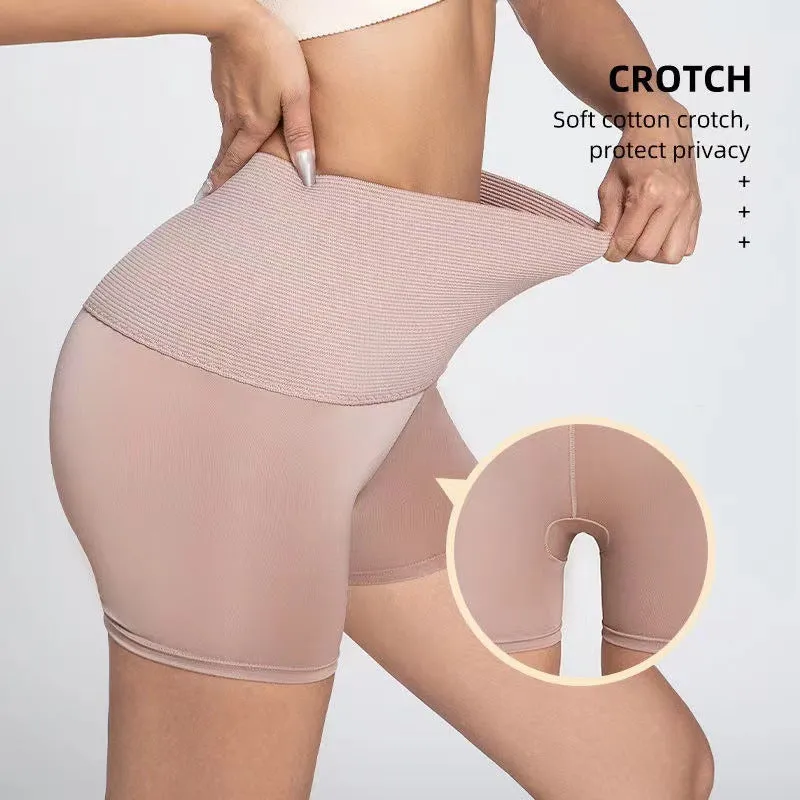 Postpartum shaping high-waisted briefs in black nylon, front view, size S to XL available