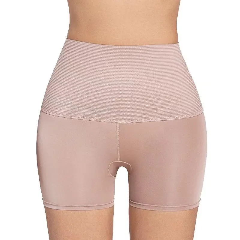 Postpartum shaping high-waisted briefs in black nylon, front view, size S to XL available