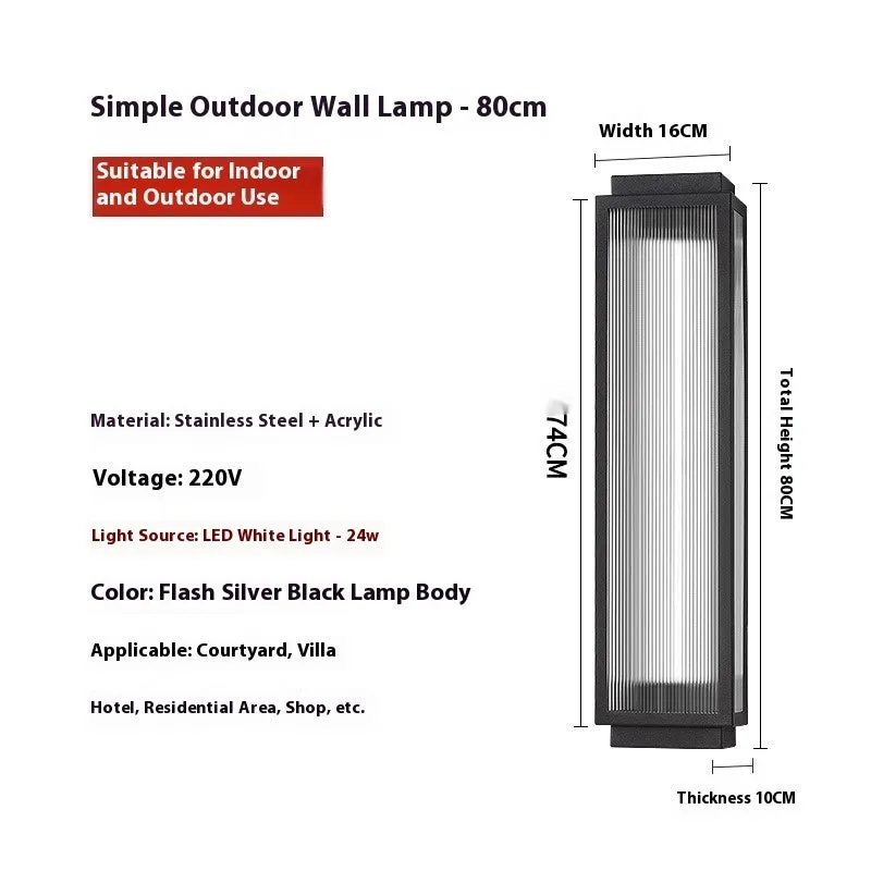Waterproof stainless steel outdoor wall lamp for courtyard and garden lighting installation