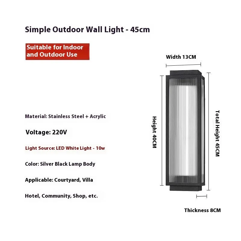 Waterproof stainless steel outdoor wall lamp for courtyard and garden lighting installation