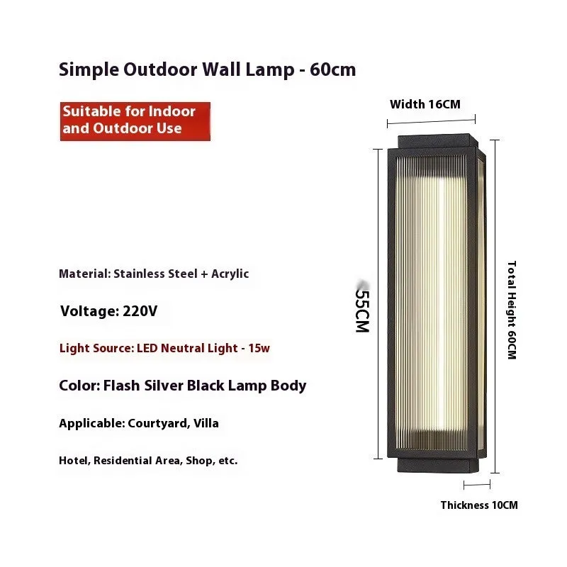 Waterproof stainless steel outdoor wall lamp for courtyard and garden lighting installation