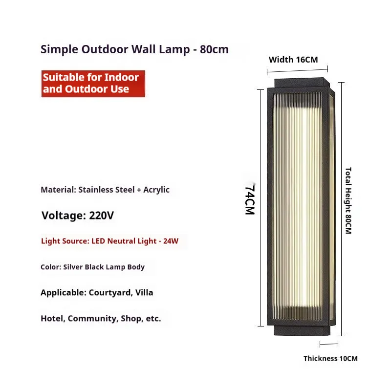 Waterproof stainless steel outdoor wall lamp for courtyard and garden lighting installation