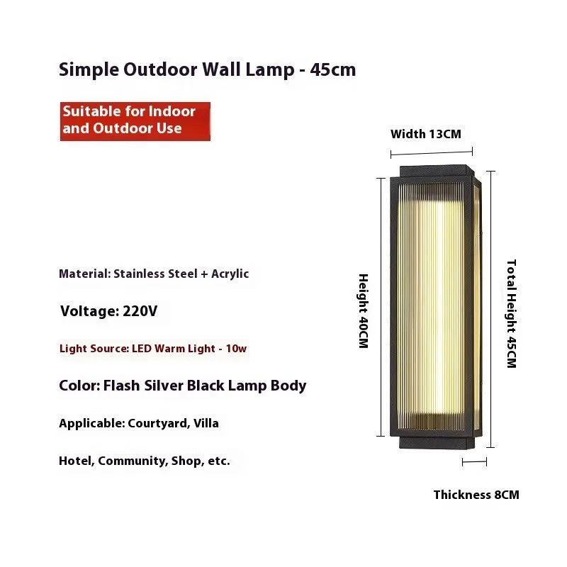 Waterproof stainless steel outdoor wall lamp for courtyard and garden lighting installation