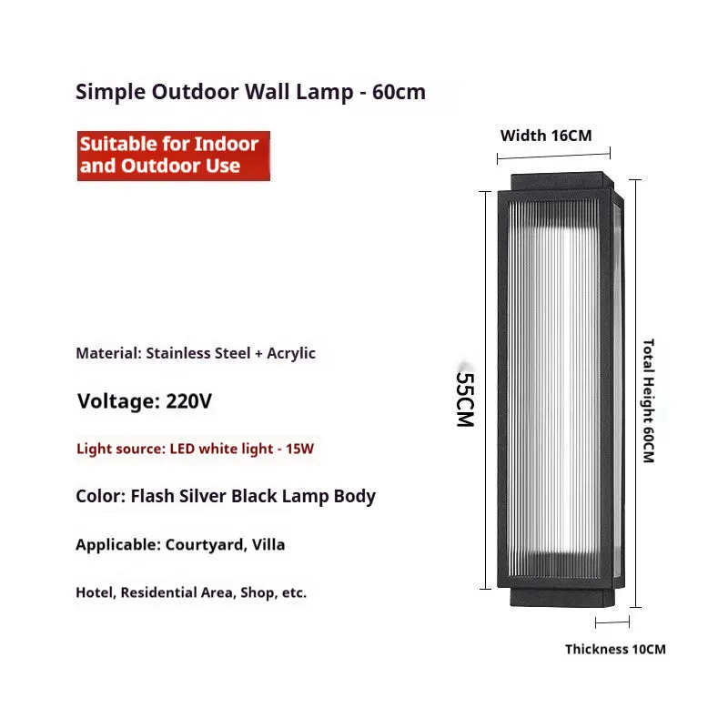 Waterproof stainless steel outdoor wall lamp for courtyard and garden lighting installation