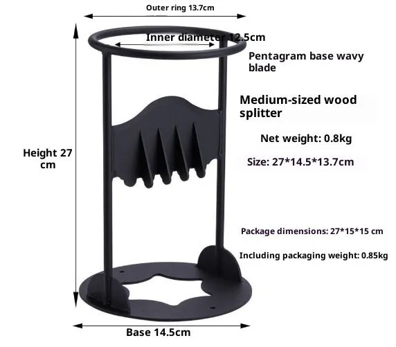 Manual wood splitting tool with high carbon steel blade, wall-mountable design, camping wood chopper in 41cm size