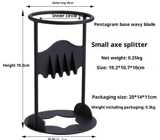 Manual wood splitting tool with high carbon steel blade, wall-mountable design, camping wood chopper in 41cm size