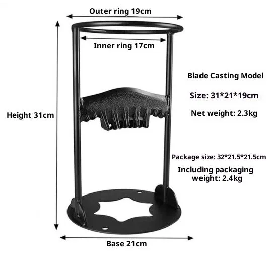 Manual wood splitting tool with high carbon steel blade, wall-mountable design, camping wood chopper in 41cm size