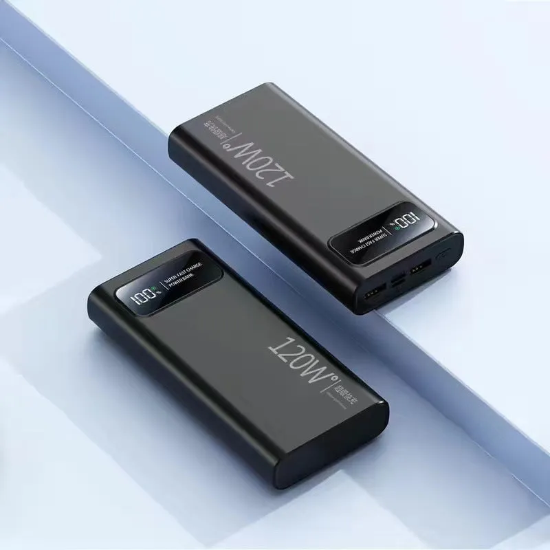 120W fast charging 50000mAh large capacity power bank with PVC shell, black colour