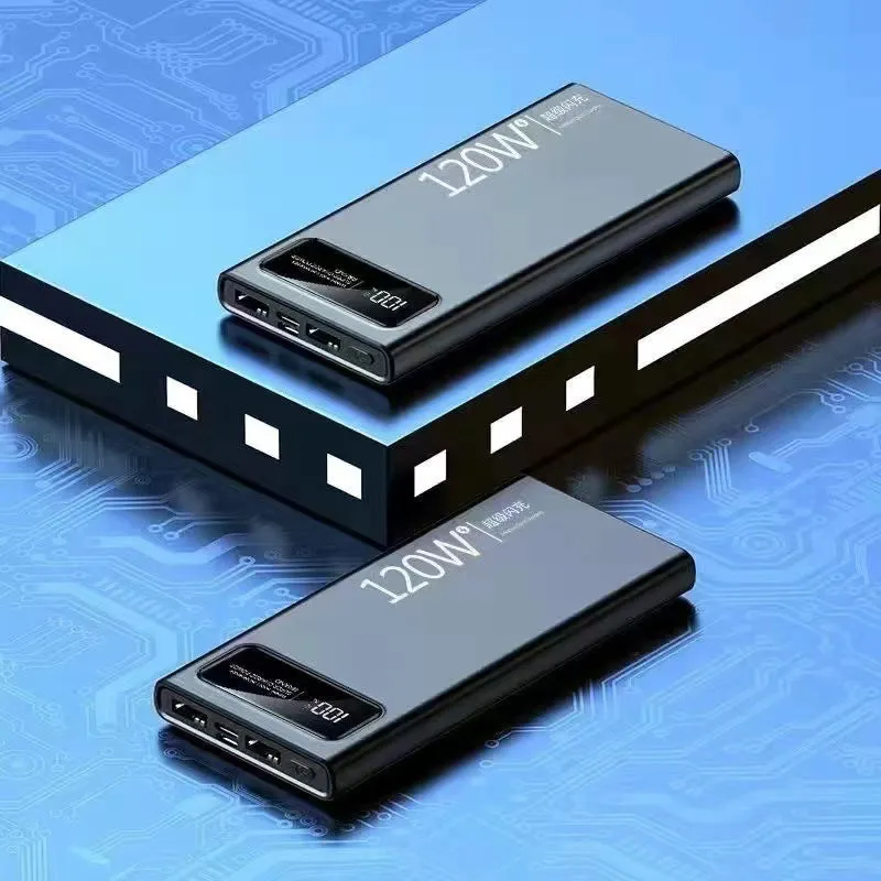 120W fast charging 50000mAh large capacity power bank with PVC shell, black colour