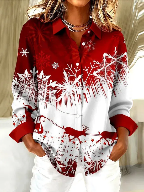 Check print women's long sleeve polyester shirt in solid colour, loose model fit