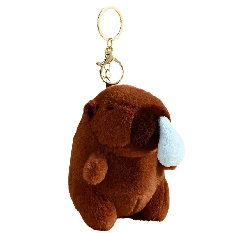 Capybara bear plush pendant keychain doll with Korean style design in A Dai Snot colour, made from plastic and resin