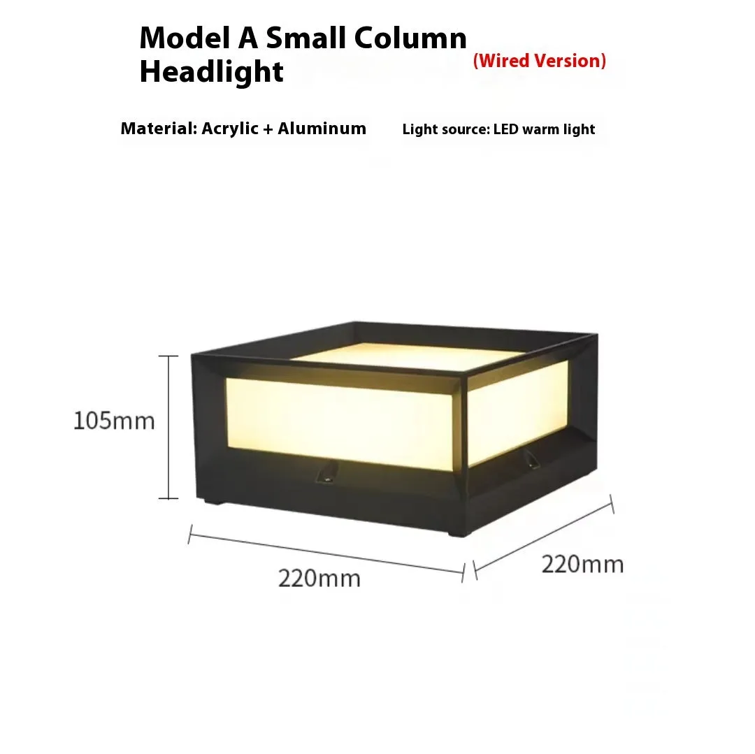 Aluminium solar-powered column light for outdoor wall or door mounting