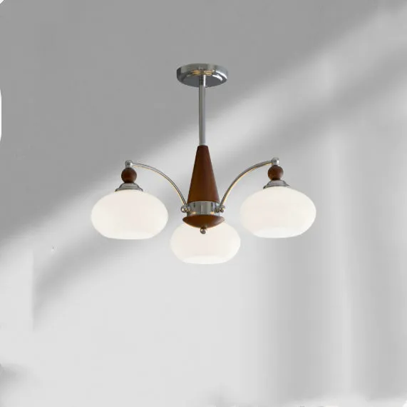 Creative persimmon glass and chrome chandelier with multiple heads in ancient middle style