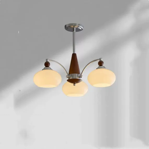 Creative persimmon glass and chrome chandelier with multiple heads in ancient middle style