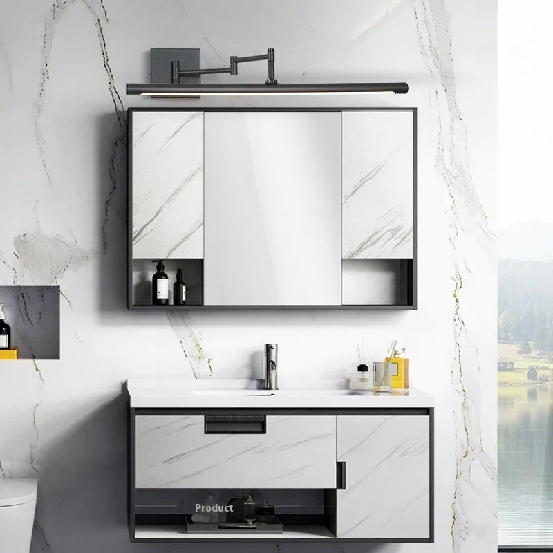 LED bathroom mirror cabinet with integrated lighting in modern simple design