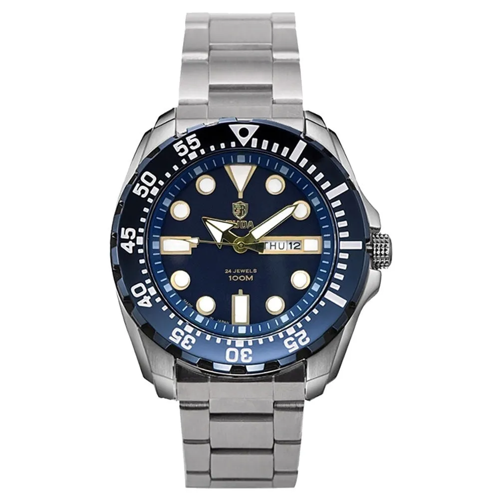 Men's waterproof quartz watch with luminous hands and sports-style case